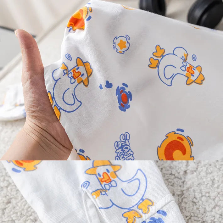 1-5 Yaş Unisex Kovboy Ördek Desenli 3’lü Kot Takım