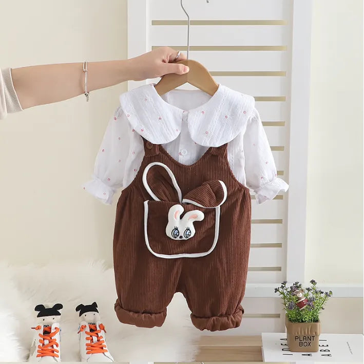 Pembe & Kahverengi Askılı 2’li Çocuk Tulum Takımı