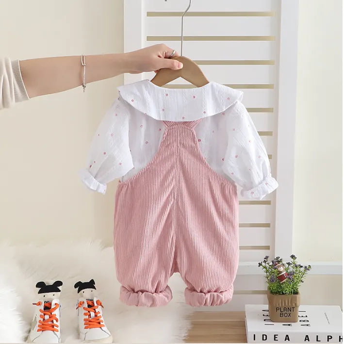 Pembe & Kahverengi Askılı 2’li Çocuk Tulum Takımı