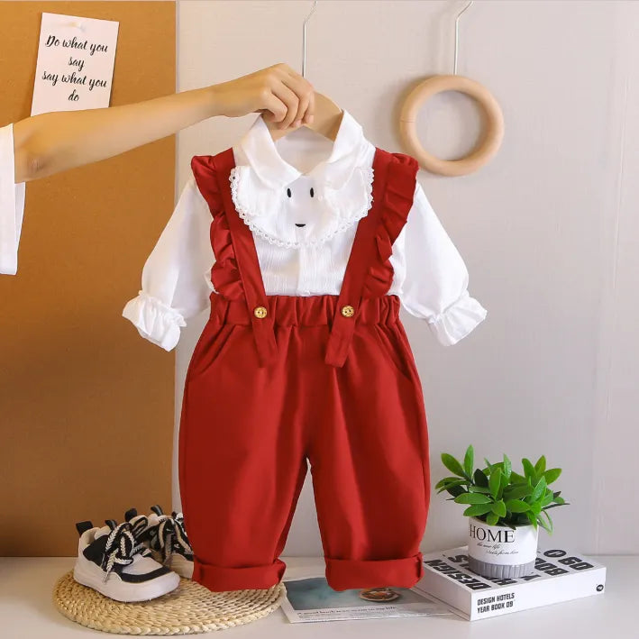 3 Renk Askılı Kız Çocuk Tulum & Gömlek Takımı 1-5 Yaş