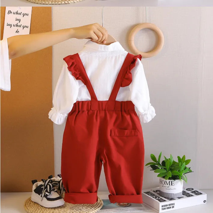 3 Renk Askılı Kız Çocuk Tulum & Gömlek Takımı 1-5 Yaş