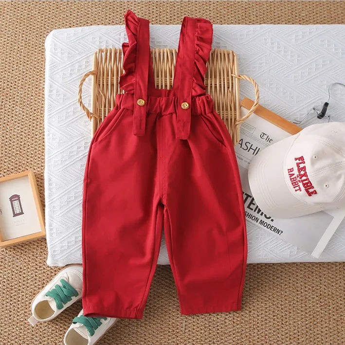 3 Renk Askılı Kız Çocuk Tulum & Gömlek Takımı 1-5 Yaş