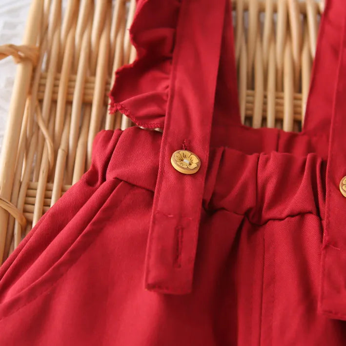 3 Renk Askılı Kız Çocuk Tulum & Gömlek Takımı 1-5 Yaş