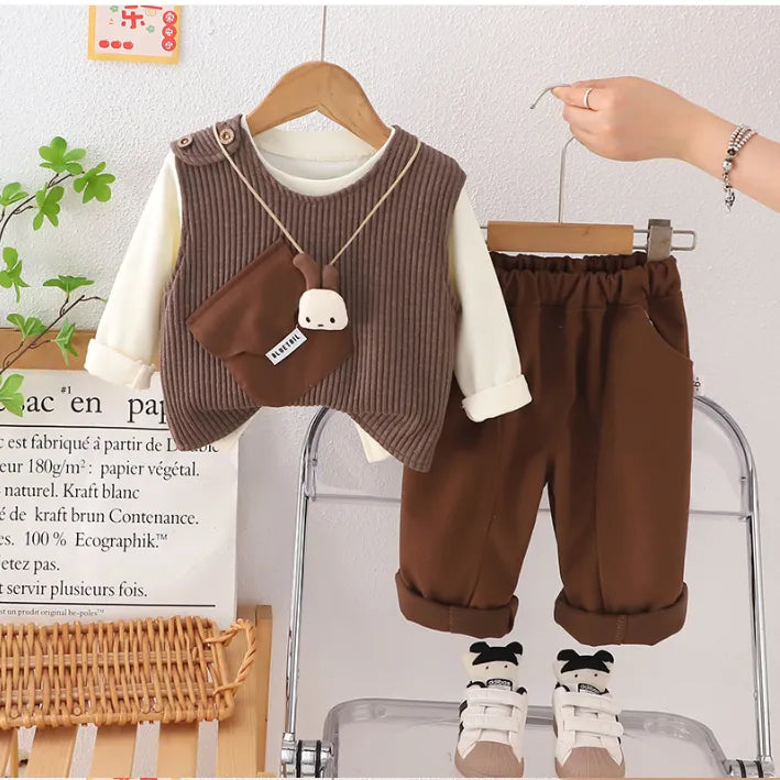 3 Renk Peluş Çantalı 3’lü Kız Çocuk Takımı 1-5 Yaş