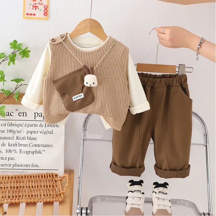 3 Renk Peluş Çantalı 3’lü Kız Çocuk Takımı 1-5 Yaş