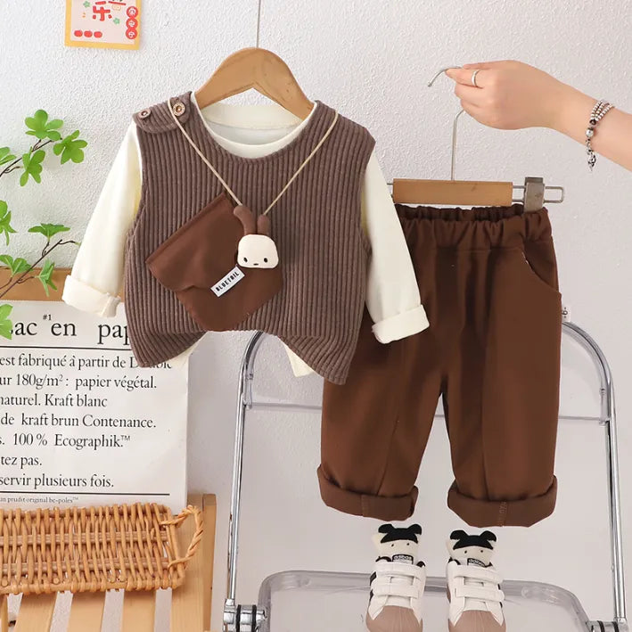 3 Renk Peluş Çantalı 3’lü Kız Çocuk Takımı 1-5 Yaş