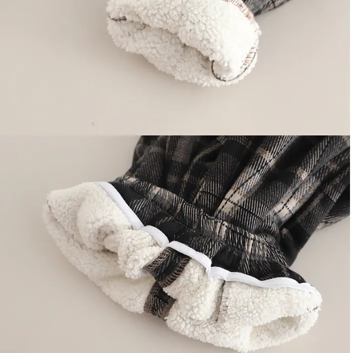 3 Parça Peluş Atkılı Tavşan Cepli Kız Çocuk Takımı 1-5 Yaş