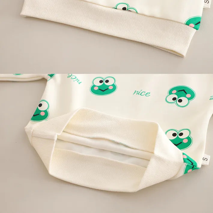 Kurbağa Desenli Unisex Çocuk Salopet Takımı 1-5 Yaş