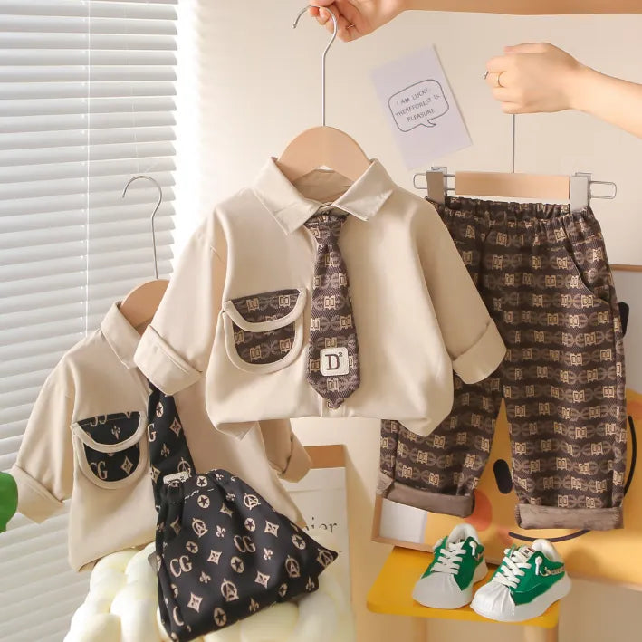 Kravatlı Erkek Çocuk 3 Parça Takım 1-5 Yaş