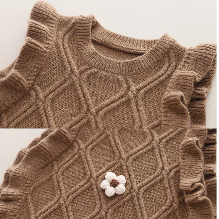 Çiçek Yaka 2 Renk Kız Çocuk Takımı (1-5 Yaş)