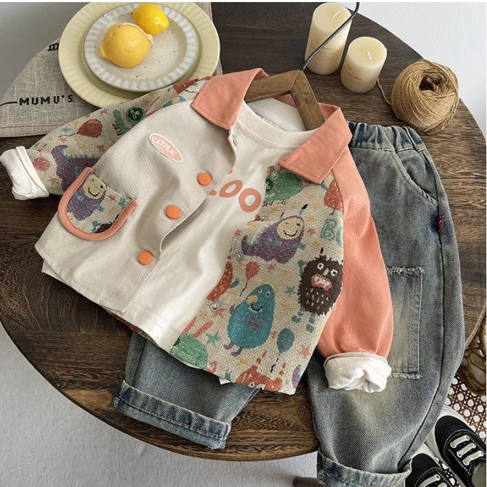 3 Parça Desenli Erkek Çocuk Takımı (1-5 Yaş)