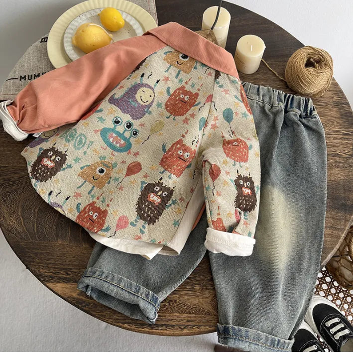 3 Parça Desenli Erkek Çocuk Takımı (1-5 Yaş)