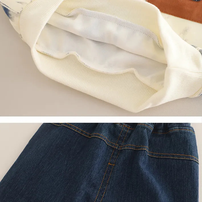 1-5 Yaş Erkek Çocuk Takım Sweat & Yırtık Jean Pantolon Takım