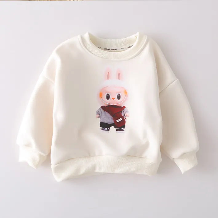 Unisex 1-5 Yaş Tavşan Baskılı 2 Parça Eşofman Takımı(Mavi-Beyaz)