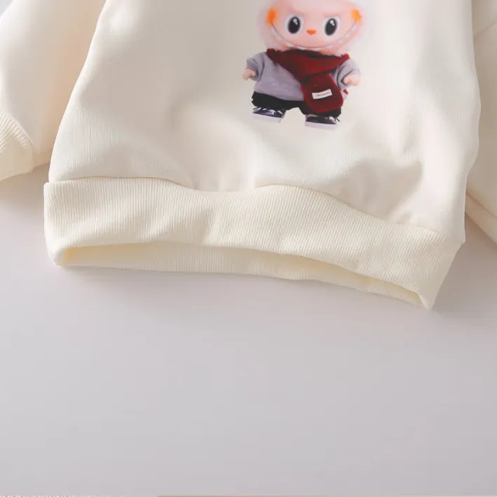 Unisex 1-5 Yaş Tavşan Baskılı 2 Parça Eşofman Takımı(Mavi-Beyaz)