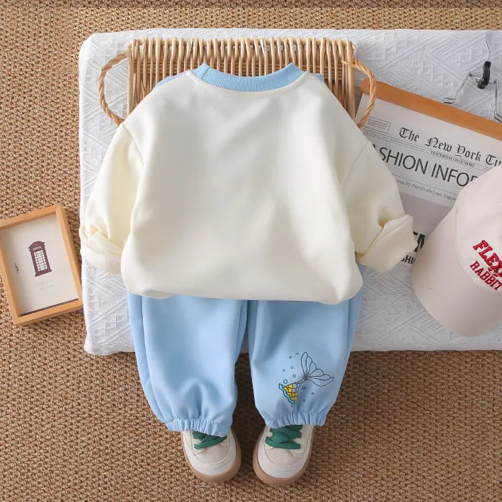 2 Parça 1-5 Yaş Kız Denizkızı Desenli Fırfırlı Çocuk Takımı (2 Renk)