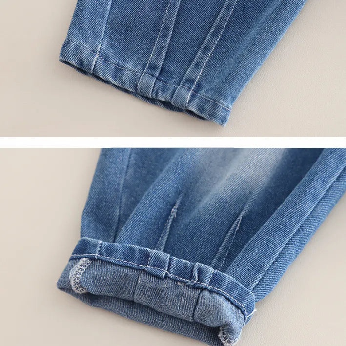 2 Parça 1-5 Yaş Unisex Renkli Desenli Sweat ve Kot Pantolon Çocuk Takımı