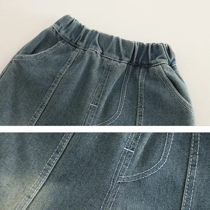 2 Parça 1-5 Yaş Unisex Sevimli Karakter Baskılı Sweat ve Kot Pantolon Takımı