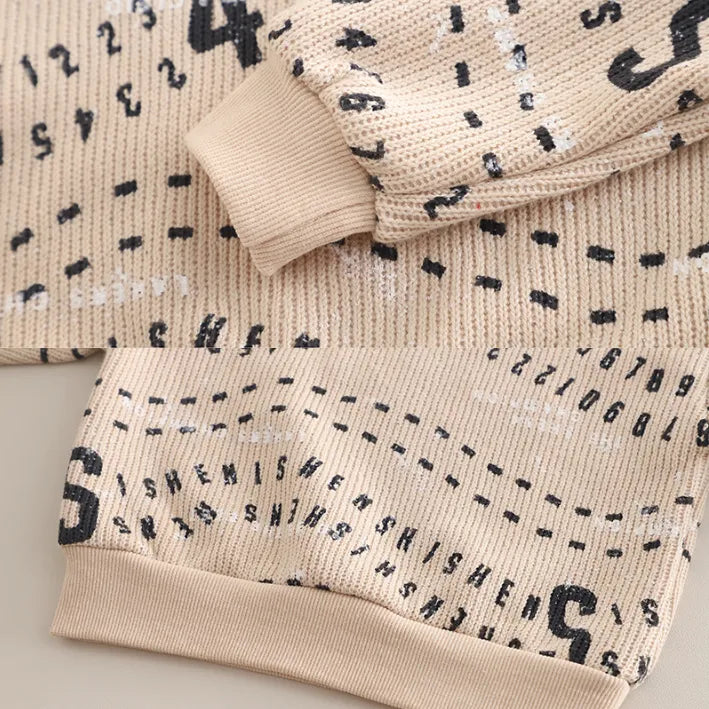 2 Parça 1-5 Yaş Erkek Rakam Baskılı Sweat ve Kot Pantolon Takımı (3 Renk)