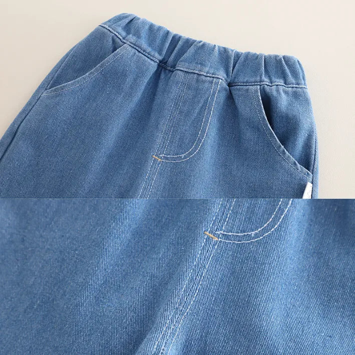 2 Parça 1-5 Yaş Unisex Ayıcık Baskılı Sweat ve Kot Pantolon Takımı