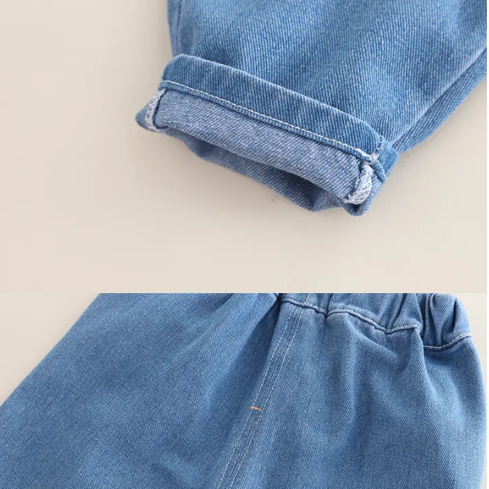 2 Parça 1-5 Yaş Unisex Ayıcık Baskılı Sweat ve Kot Pantolon Takımı