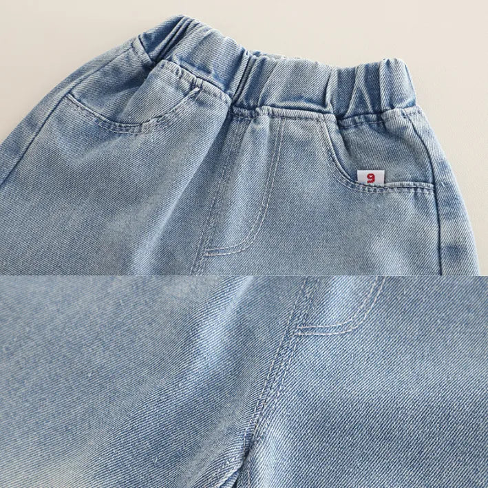 3 Parça 1-5 Yaş Kız Tavşan Desenli Hırkalı Kot Pantolon Takımı