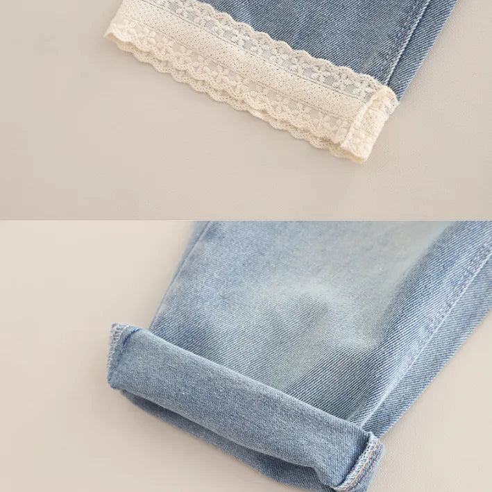 3 Parça 1-5 Yaş Kız Tavşan Desenli Hırkalı Kot Pantolon Takımı