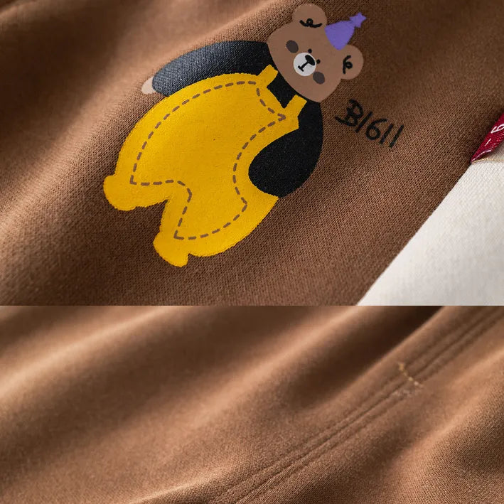 2’li 1-5 Yaş Unisex Ayıcık Nakışlı Ceket ve Eşofman Altı Takımı