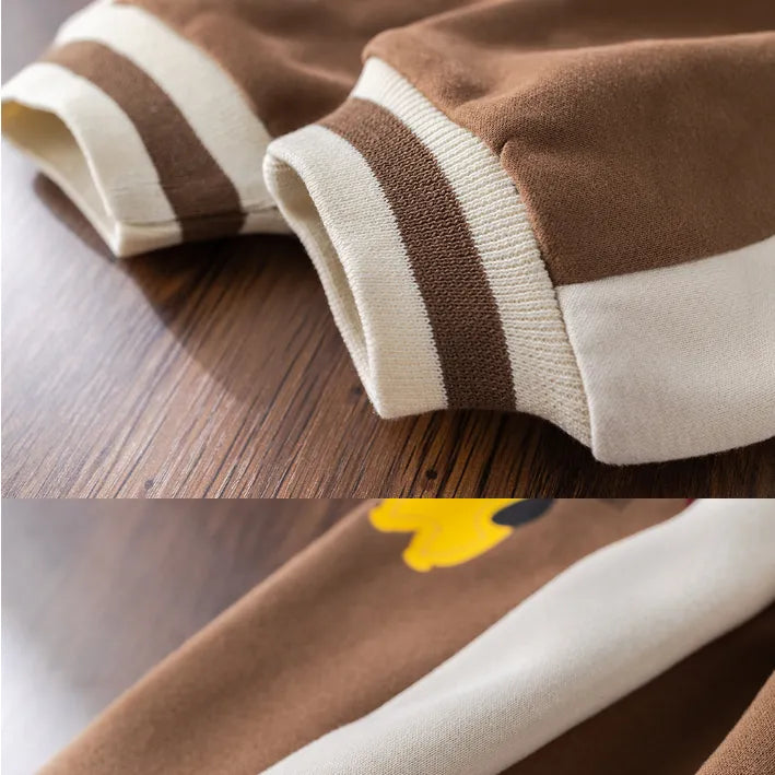 2’li 1-5 Yaş Unisex Ayıcık Nakışlı Ceket ve Eşofman Altı Takımı