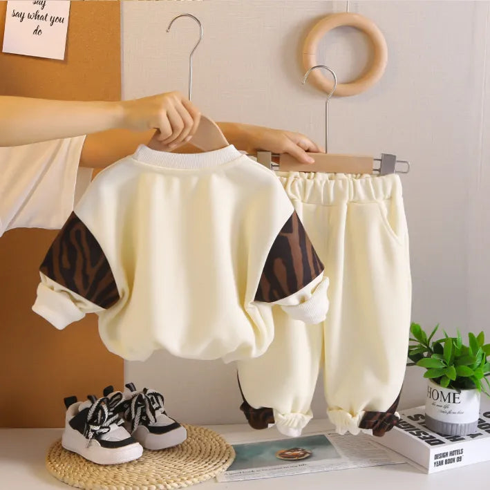 2’li 1-5 Yaş Unisex Ayıcık Baskılı Sweat ve Pantolon Takımı (3 Renk)