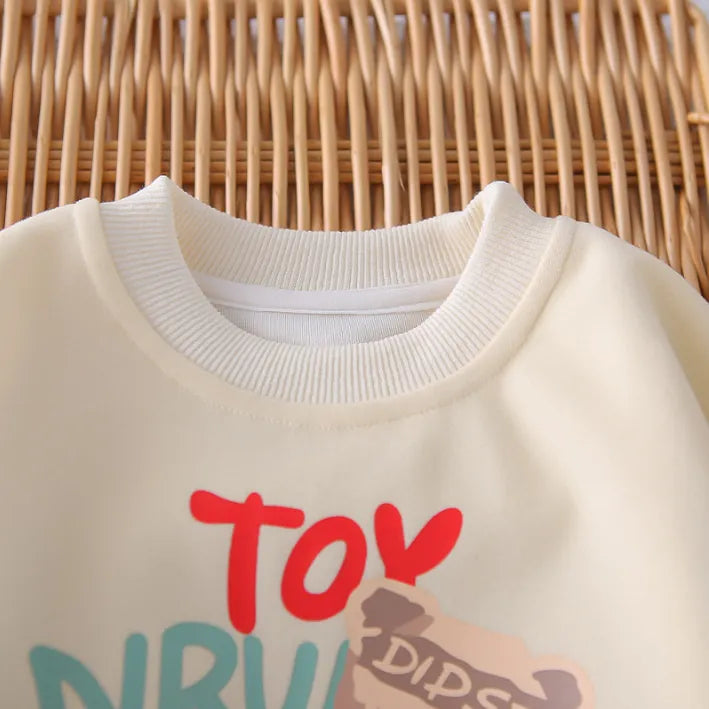 2’li 1-5 Yaş Unisex Ayıcık Baskılı Sweat ve Pantolon Takımı (3 Renk)