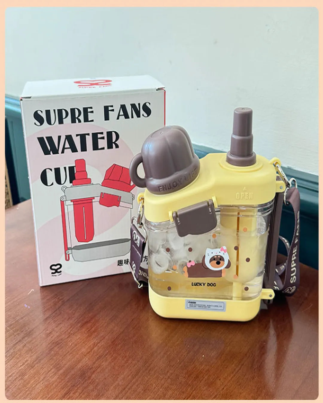 Çocuklara Özel Omuz Askılı Çift Pipetli Matara – 600 ml (3 Renk)