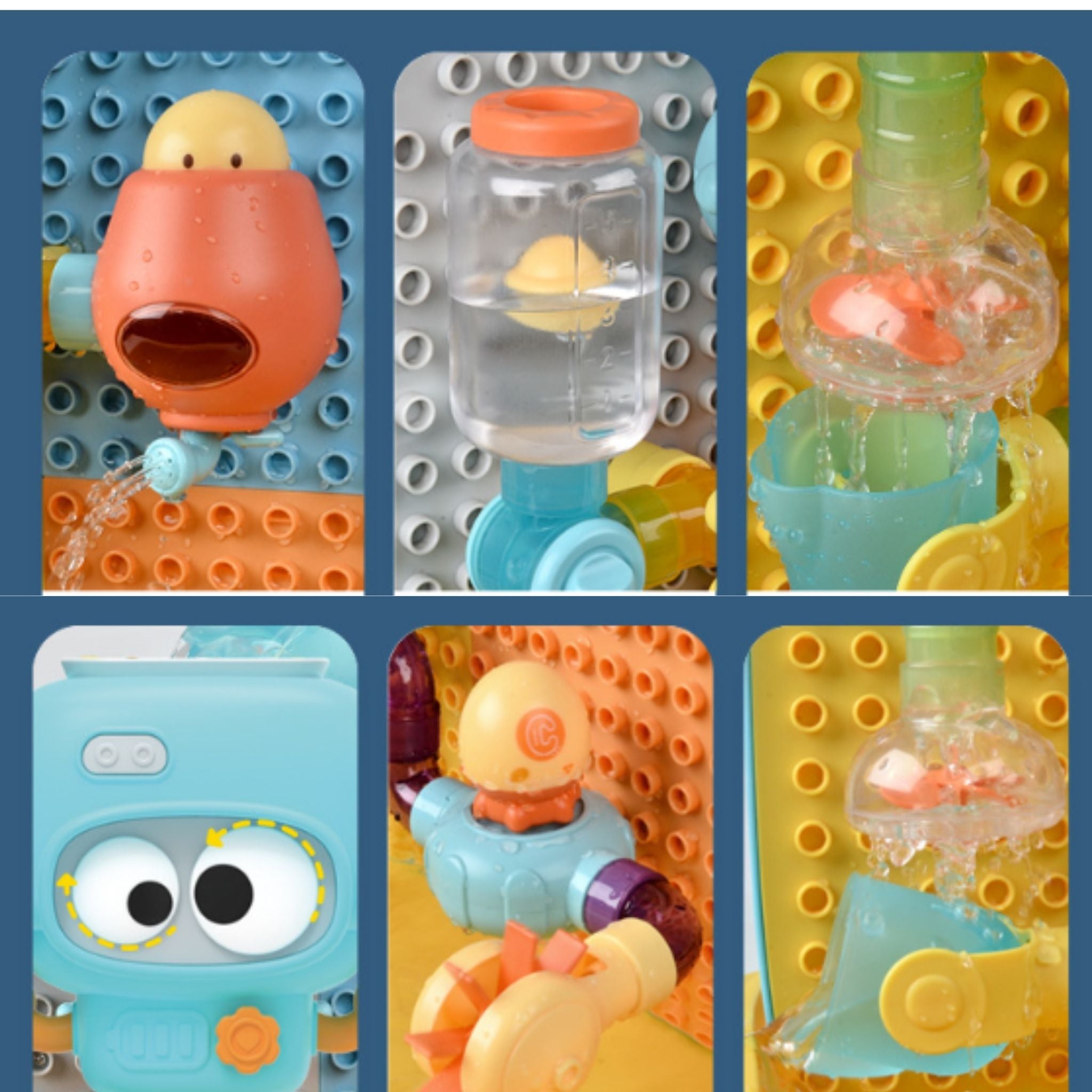 Robot Başlıklı Duvara Monteli Su Oyuncağı – 27 Parçalı Banyo Eğlencesi