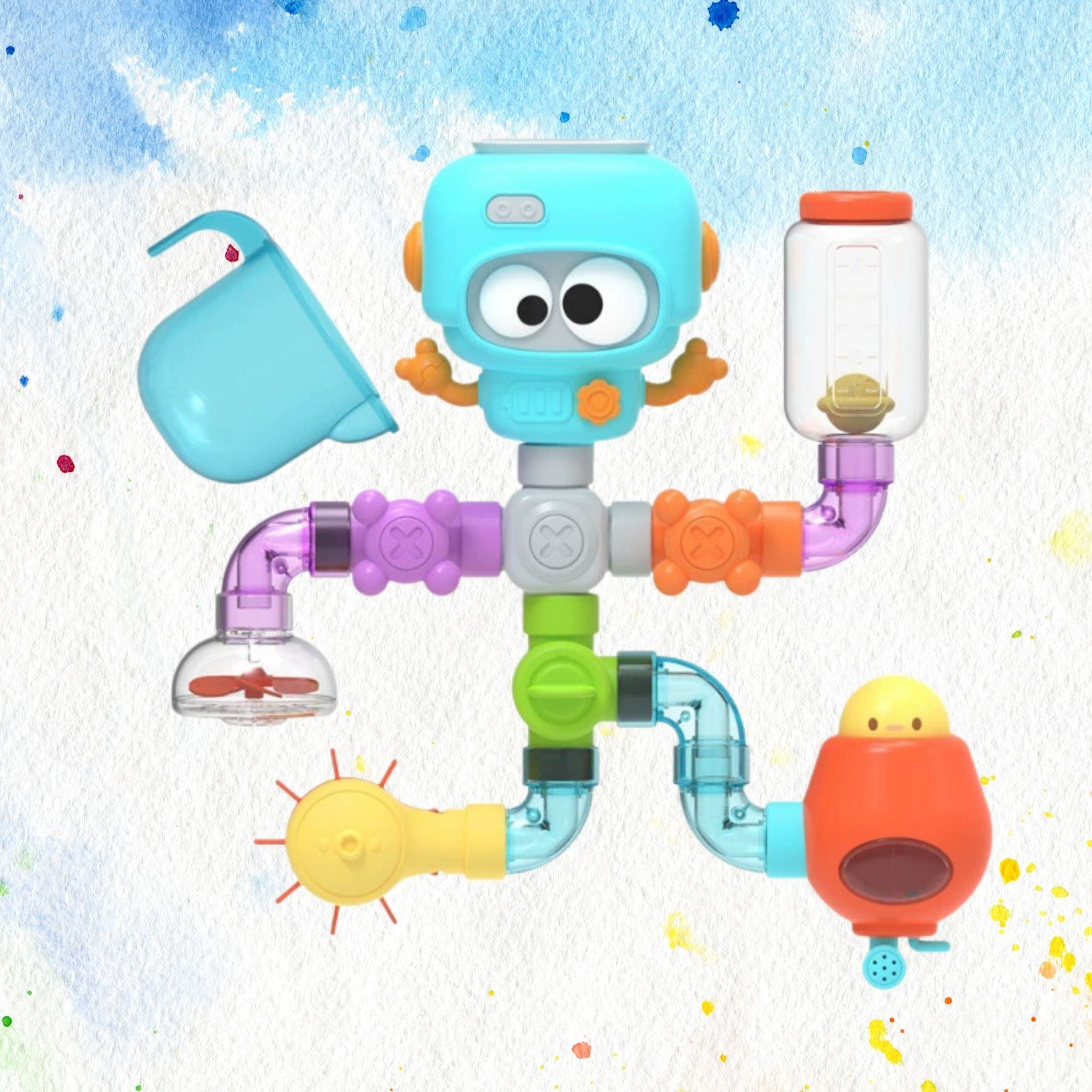 Robot Başlıklı Duvara Monteli Su Oyuncağı – 27 Parçalı Banyo Eğlencesi