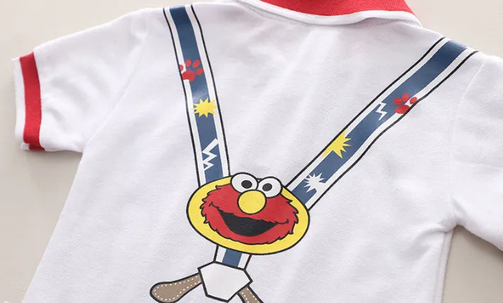 Askılı Desenli Elmo Kot Şortlu Takım (1-5 Yaş)