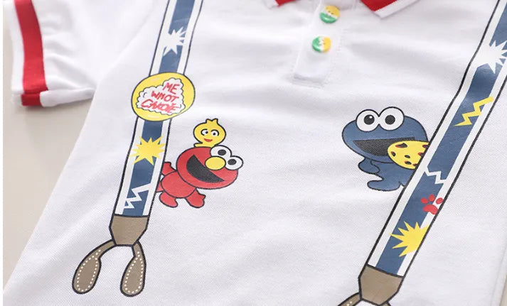 Askılı Desenli Elmo Kot Şortlu Takım (1-5 Yaş)