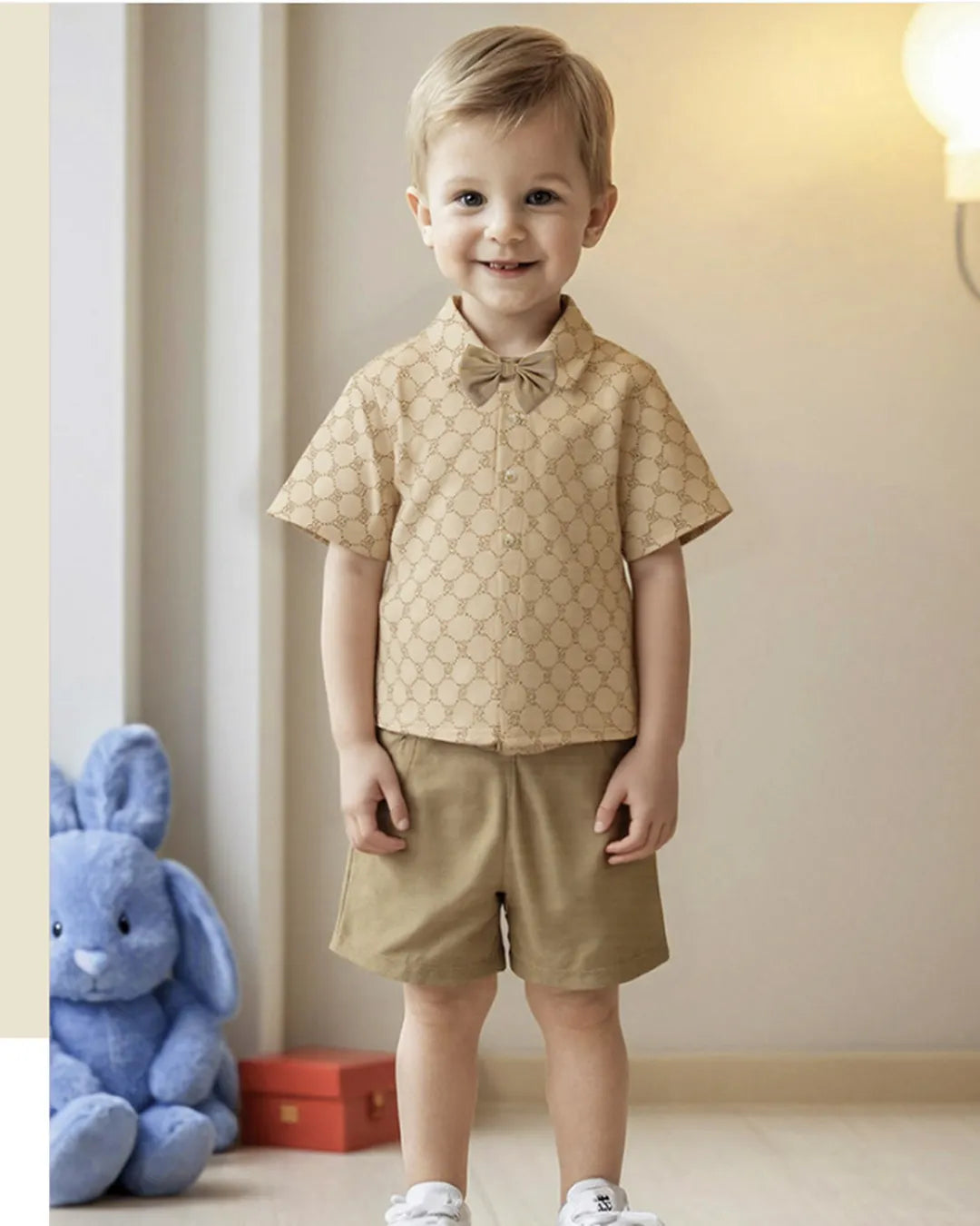 Fiyonk Detaylı Klasik Gömlek ve Şort 2’li Takım (Erkek)