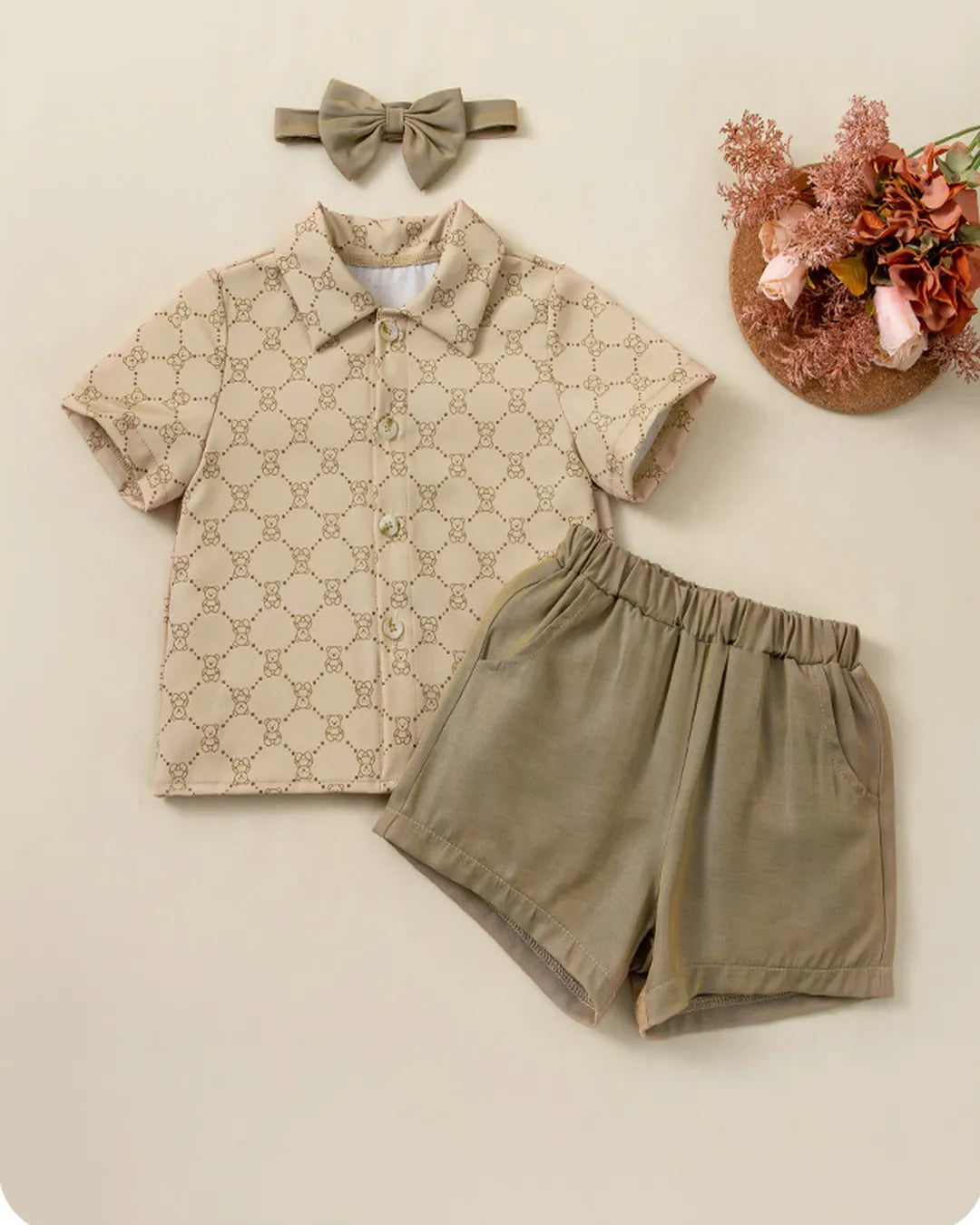 Fiyonk Detaylı Klasik Gömlek ve Şort 2’li Takım (Erkek)