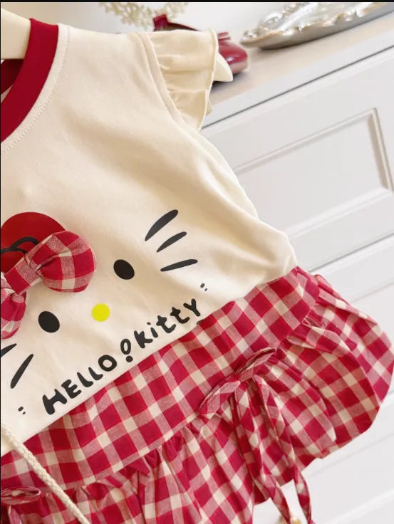 Kırmızı Kurdeleli Tatlı Kedi 3’lü Kız Takımı – 1-5 Yaş