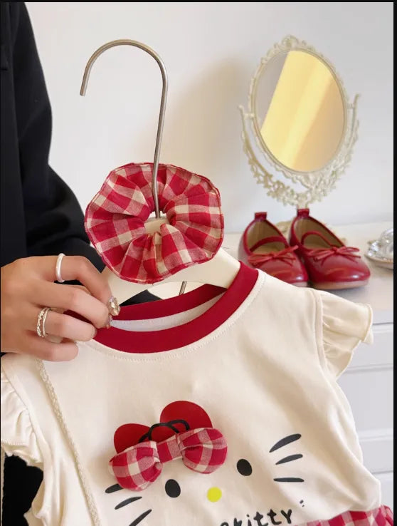 Kırmızı Kurdeleli Tatlı Kedi 3’lü Kız Takımı – 1-5 Yaş