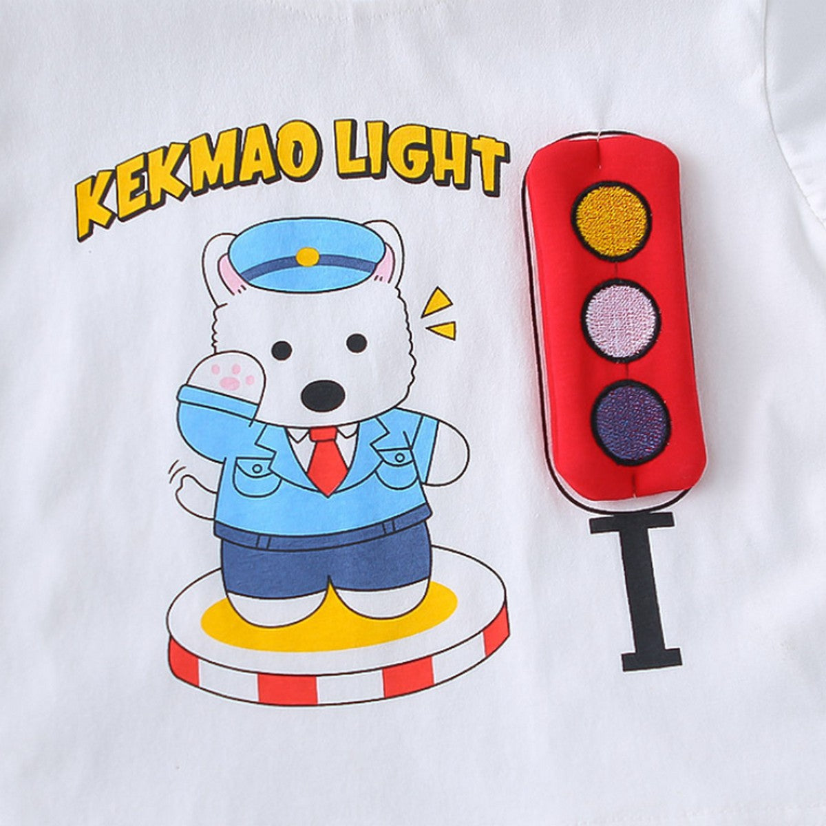 1-5 Yaş Işıklı Ayıcık Baskılı Tişört ve Kırmızı Şort Takımı