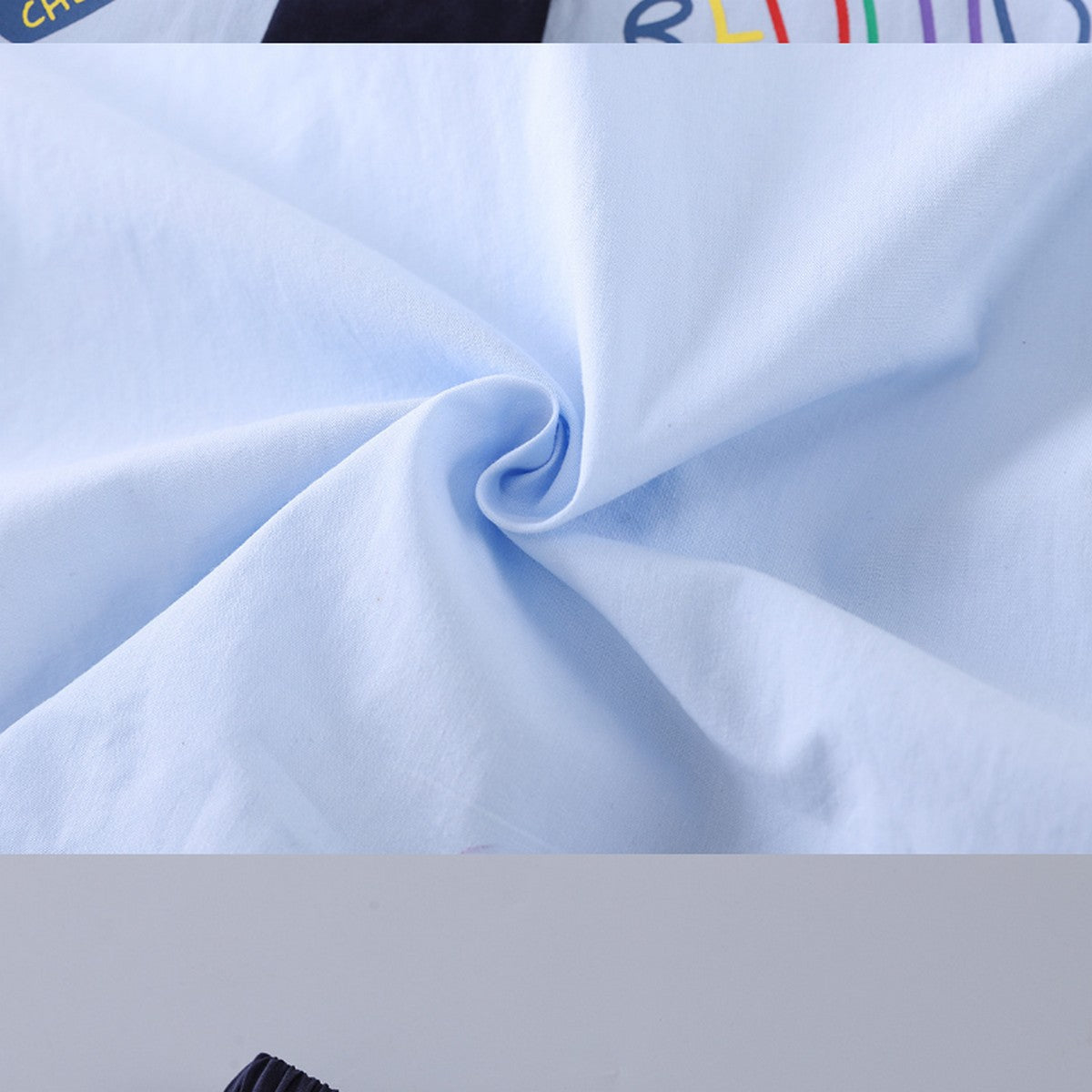 1-5 Yaş Kalp Detaylı Kravatlı Erkek Çocuk Takımı – Mavi Gömlekli Yazlık Set