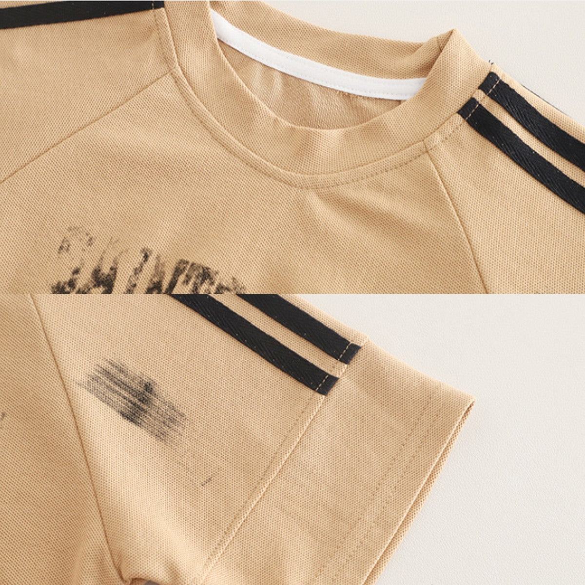 1-5 Yaş Baskılı Spor Tişört ve Şort Takımı – Bej 36