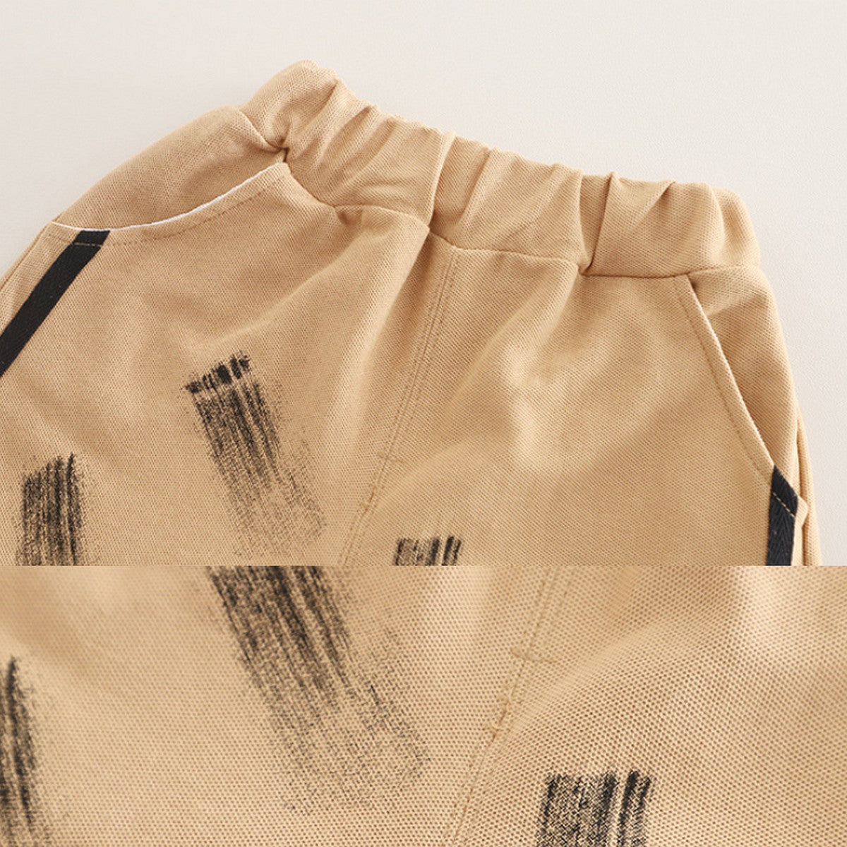 1-5 Yaş Baskılı Spor Tişört ve Şort Takımı – Bej 36