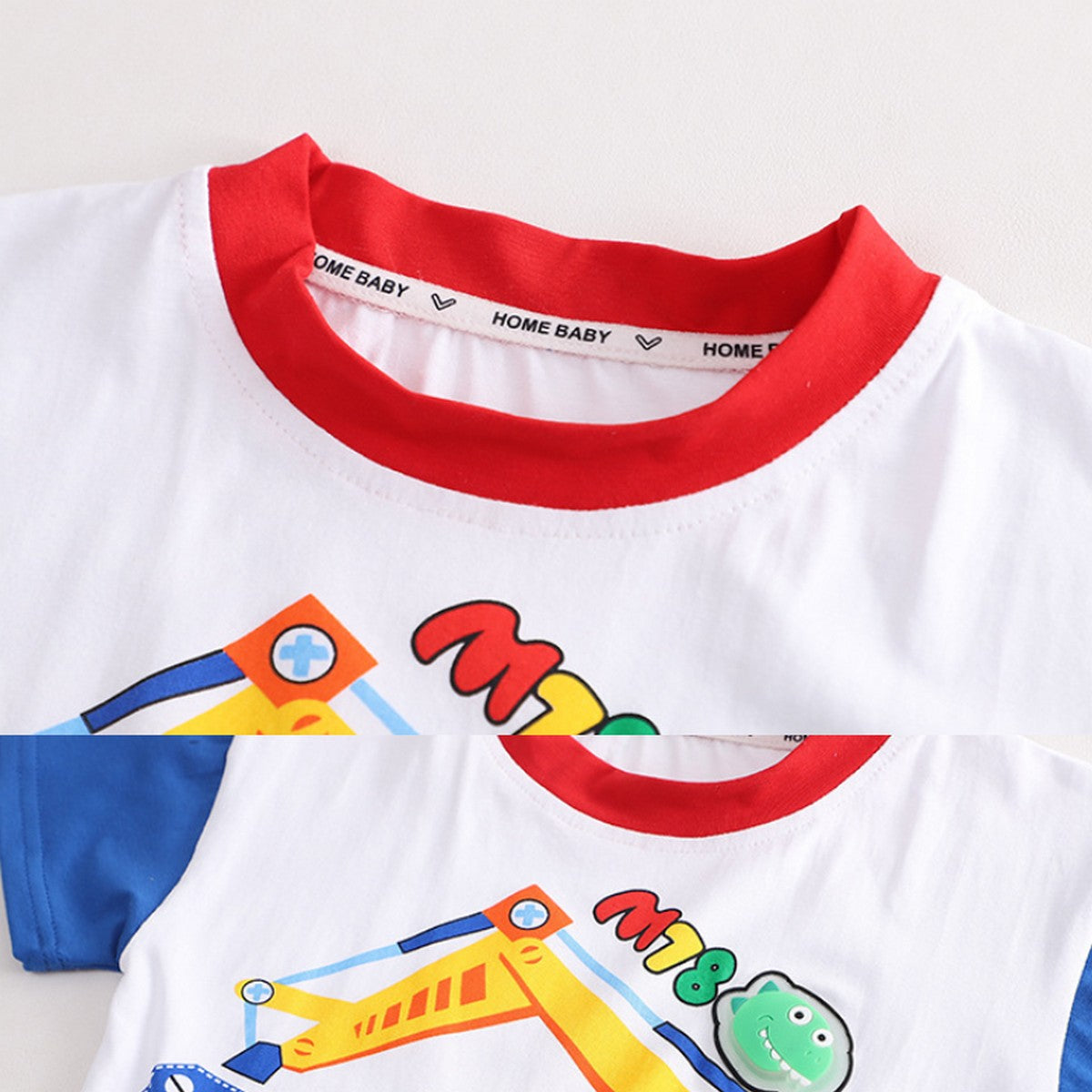 1-5 Yaş Dinozorlu Kepçe Baskılı Tişört ve Kot Şort Takımı