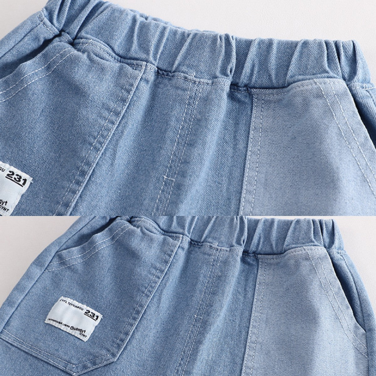 1-5 Yaş Düğmeli Gömlek ve Çizgili Şort Takımı – Mavi Tonlar