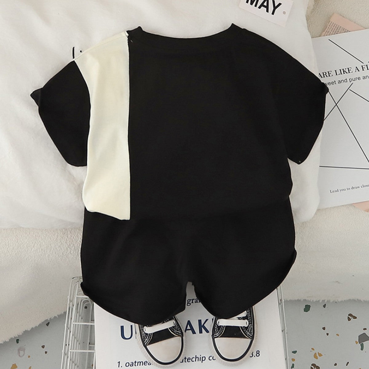 1-5 Yaş Siyah Yazı Baskılı Erkek Çocuk Takımı – Şortlu