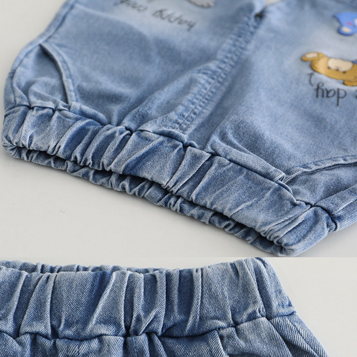 1-5 Yaş Kravatlı Gömlek ve Nakışlı Kot Şort Takımı