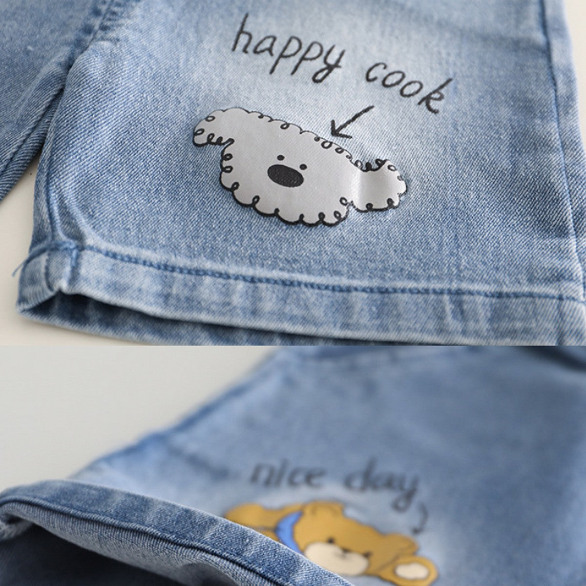 1-5 Yaş Kravatlı Gömlek ve Nakışlı Kot Şort Takımı