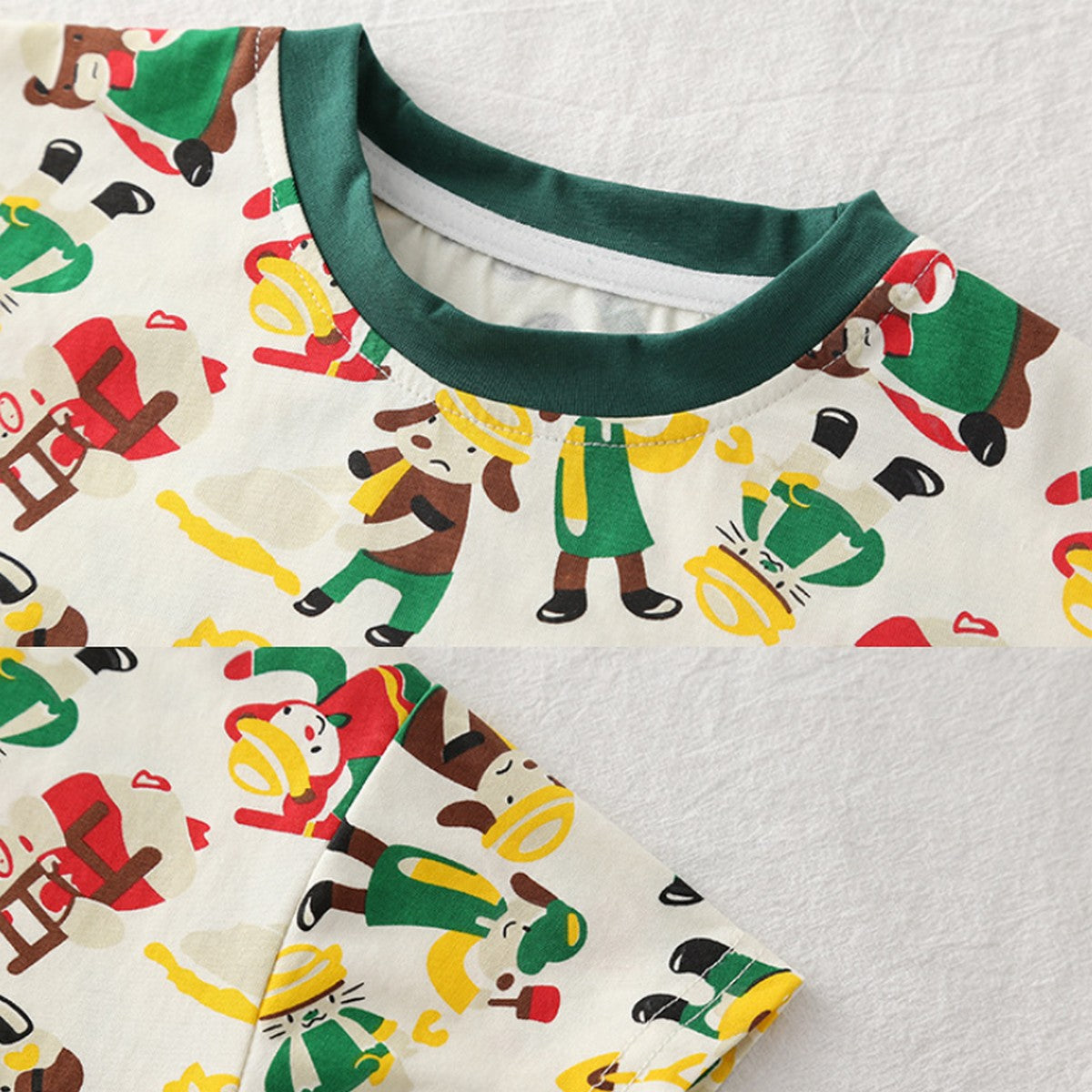 1-5 Yaş Renkli Kovboy Desenli Tişört ve Geniş Paça Kot Şort Takım